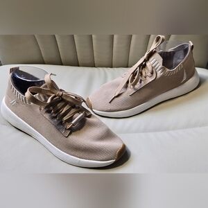 Nautica Shoes Womens 9 Zyla Knitted Low Top Lace Up Sneakers Beige Mesh Fabric